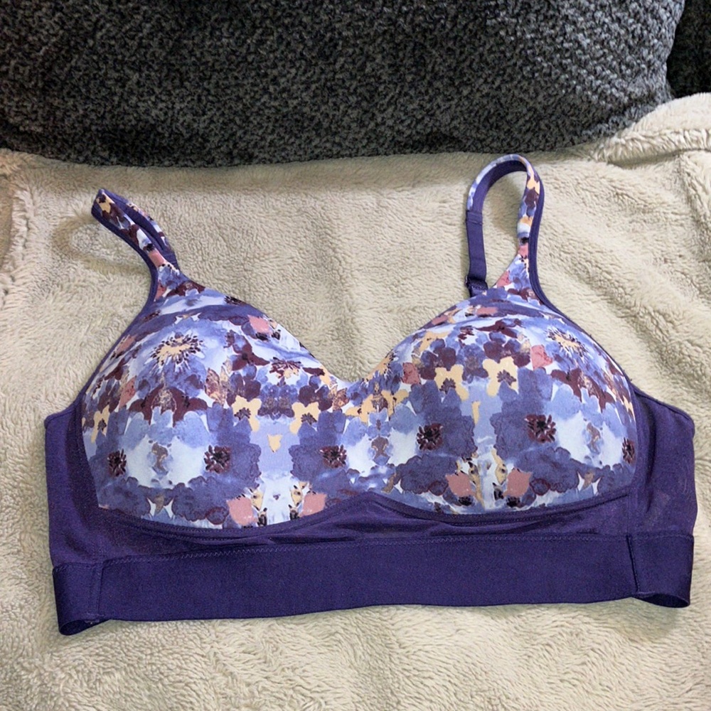 Rhonda Shear Floral Purple and Lavender Wireless Bra
